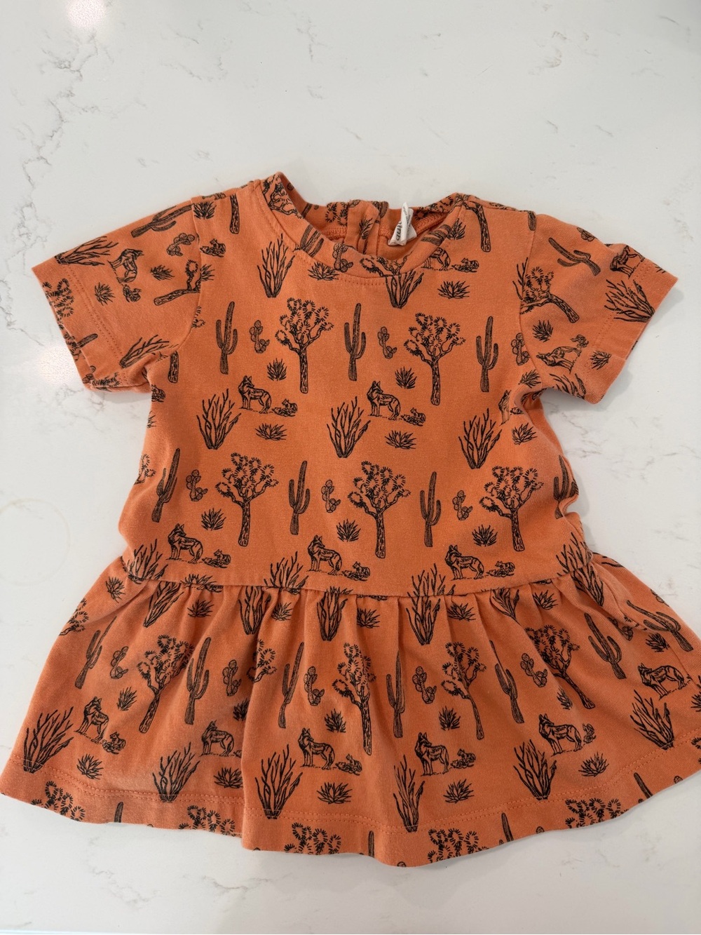 kate quinn Orange Desert Cactus Print Peplum Top